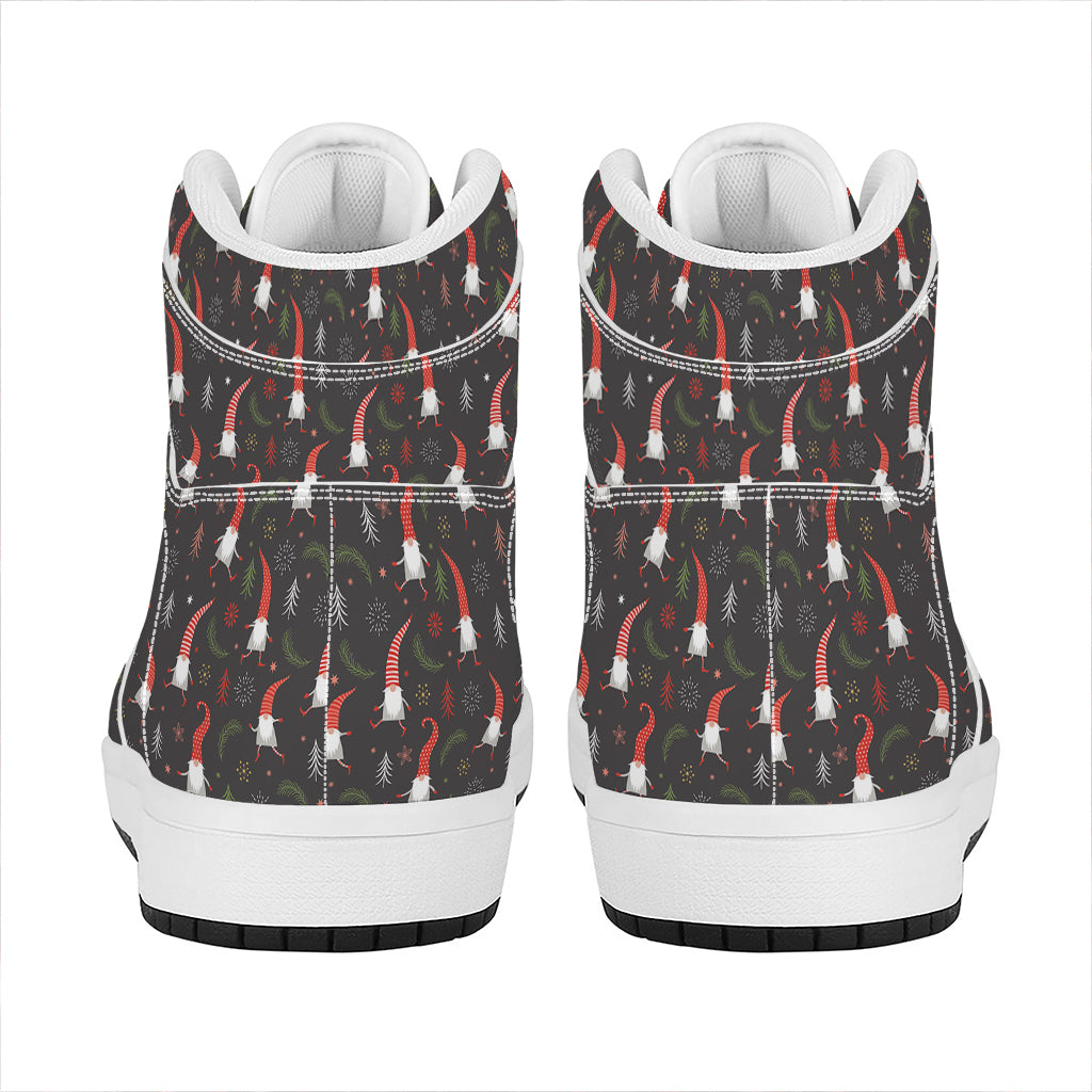 Christmas Gnomes Pattern Print High Top Leather Sneakers