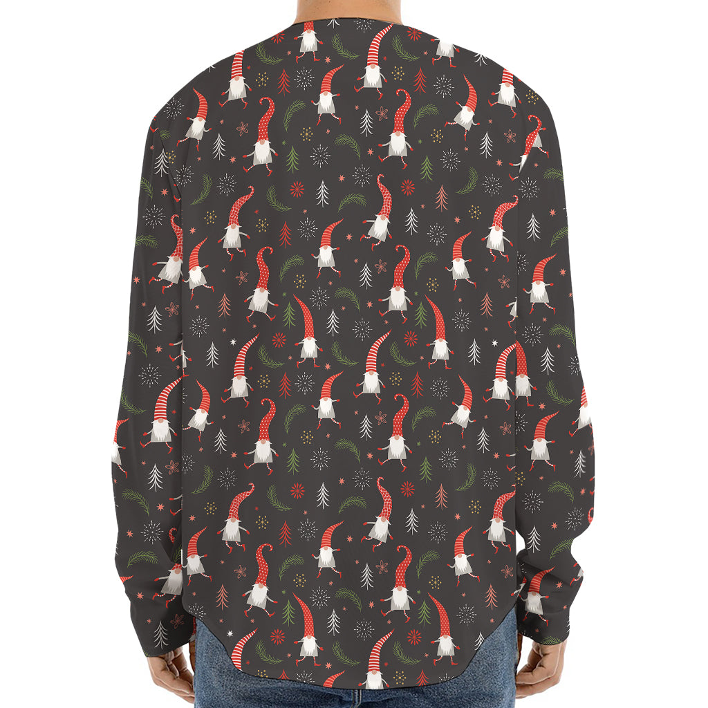 Christmas Gnomes Pattern Print Long Sleeve Baseball Jersey