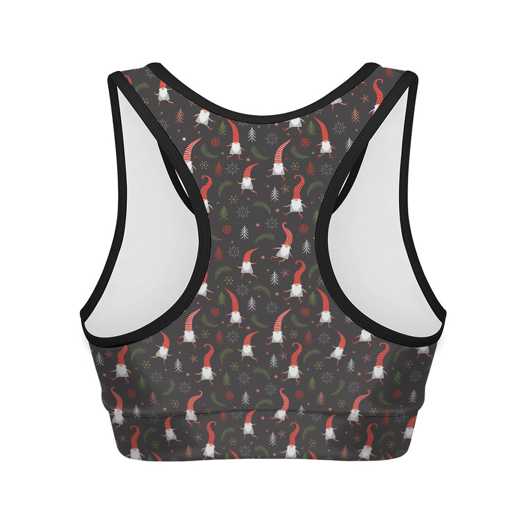 Christmas Gnomes Pattern Print Women's Sports Bra