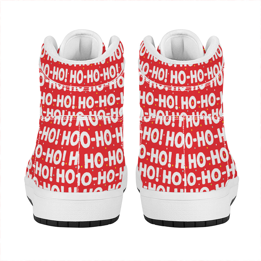 Christmas Ho Ho Ho Pattern Print High Top Leather Sneakers