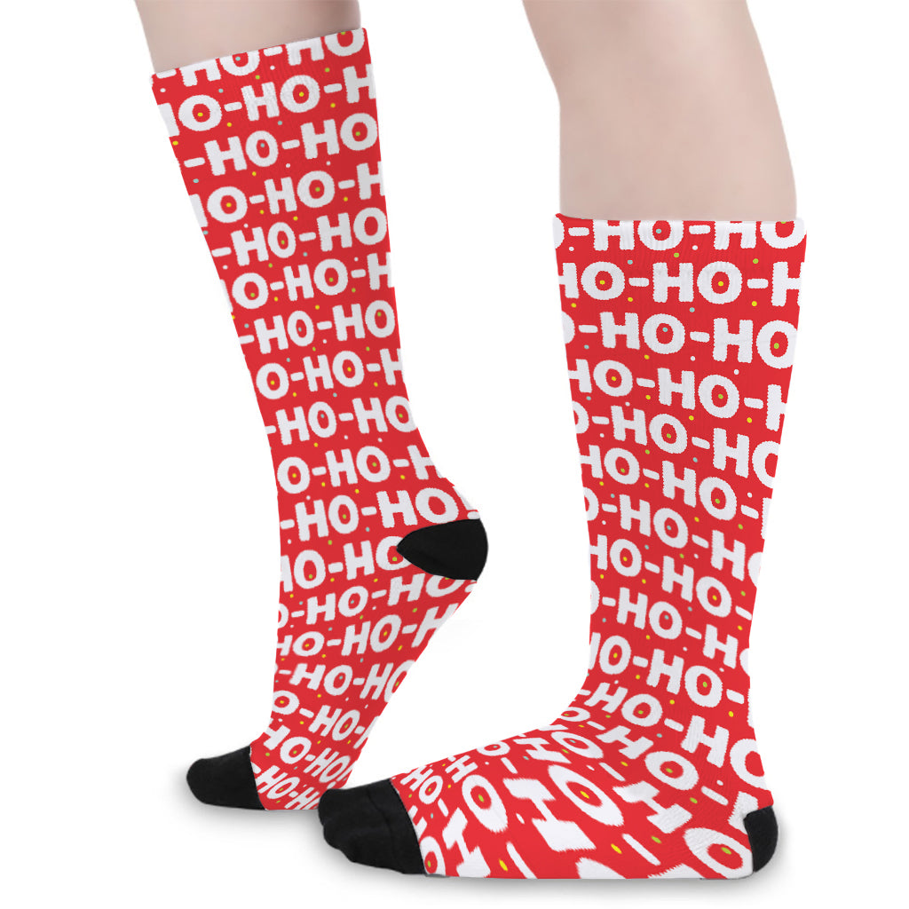 Christmas Ho Ho Ho Pattern Print Long Socks