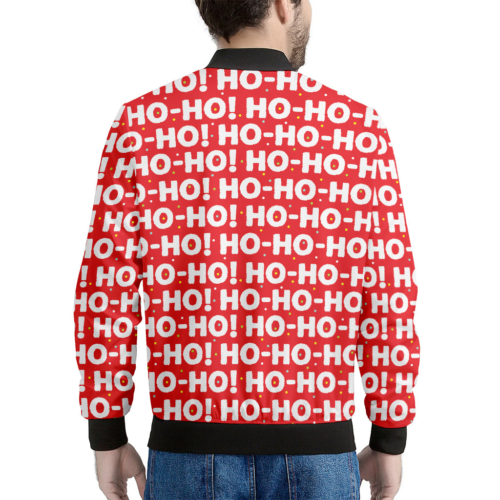 Christmas Ho Ho Ho Pattern Print Men's Bomber Jacket