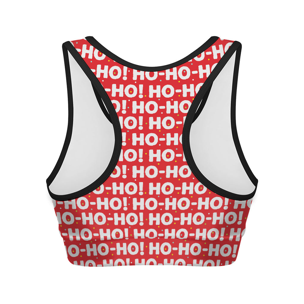 Christmas Ho Ho Ho Pattern Print Women's Sports Bra