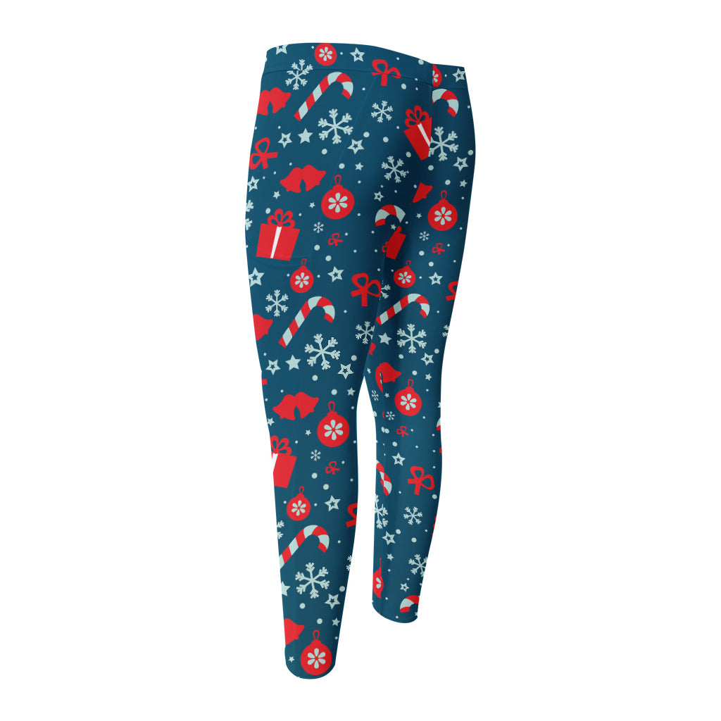 Christmas Holiday Elements Pattern Print Men's Compression Pants