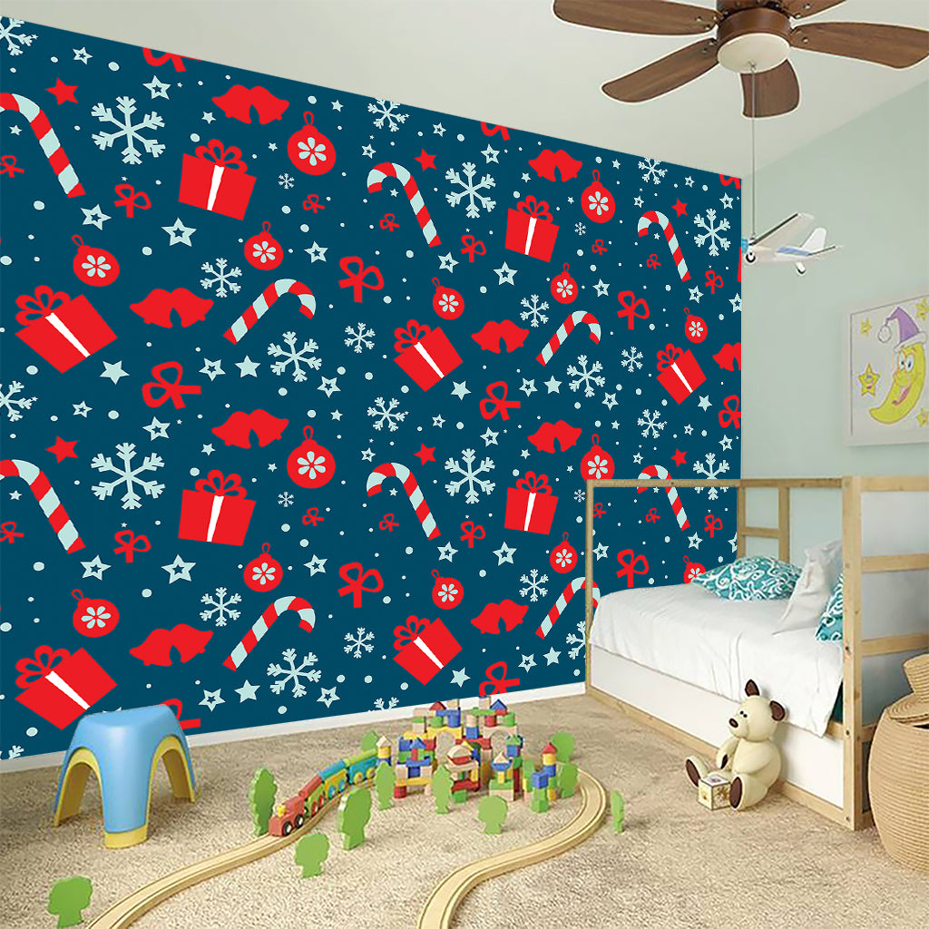 Christmas Holiday Elements Pattern Print Wall Sticker