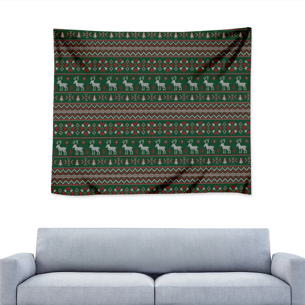 Christmas Holiday Knitted Pattern Print Tapestry