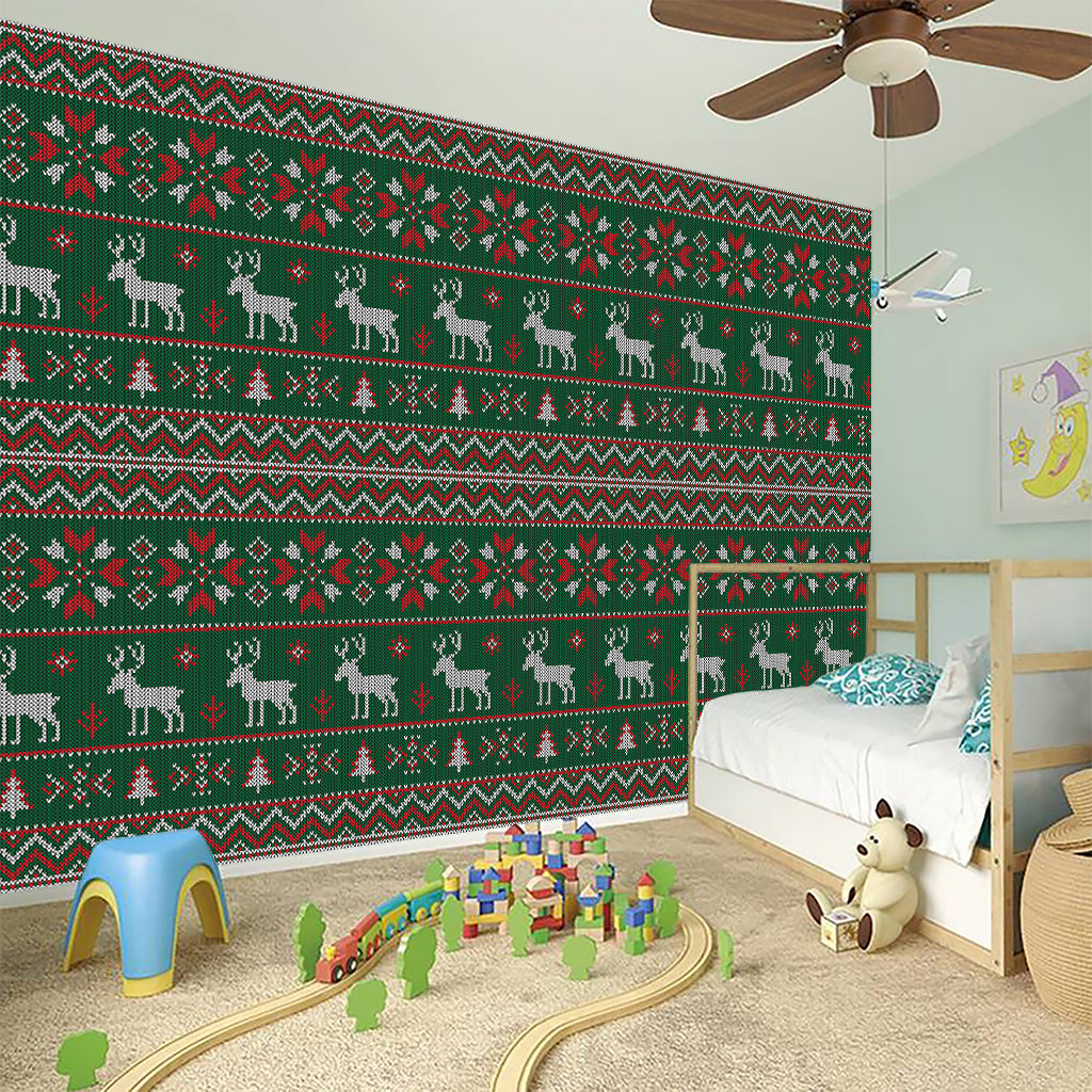 Christmas Holiday Knitted Pattern Print Wall Sticker