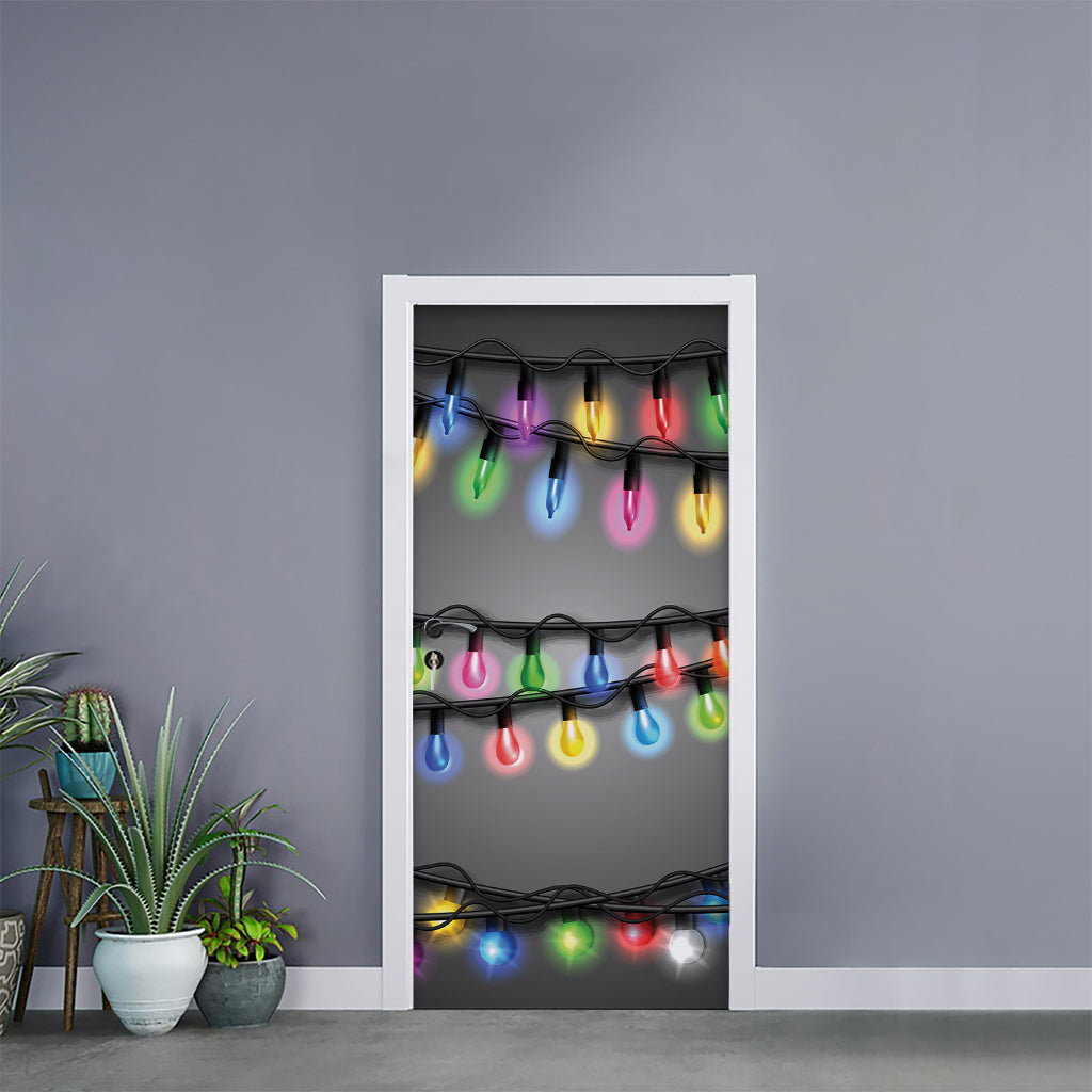 Christmas Holiday Lights Print Door Sticker