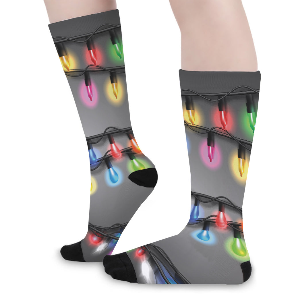 Christmas Holiday Lights Print Long Socks