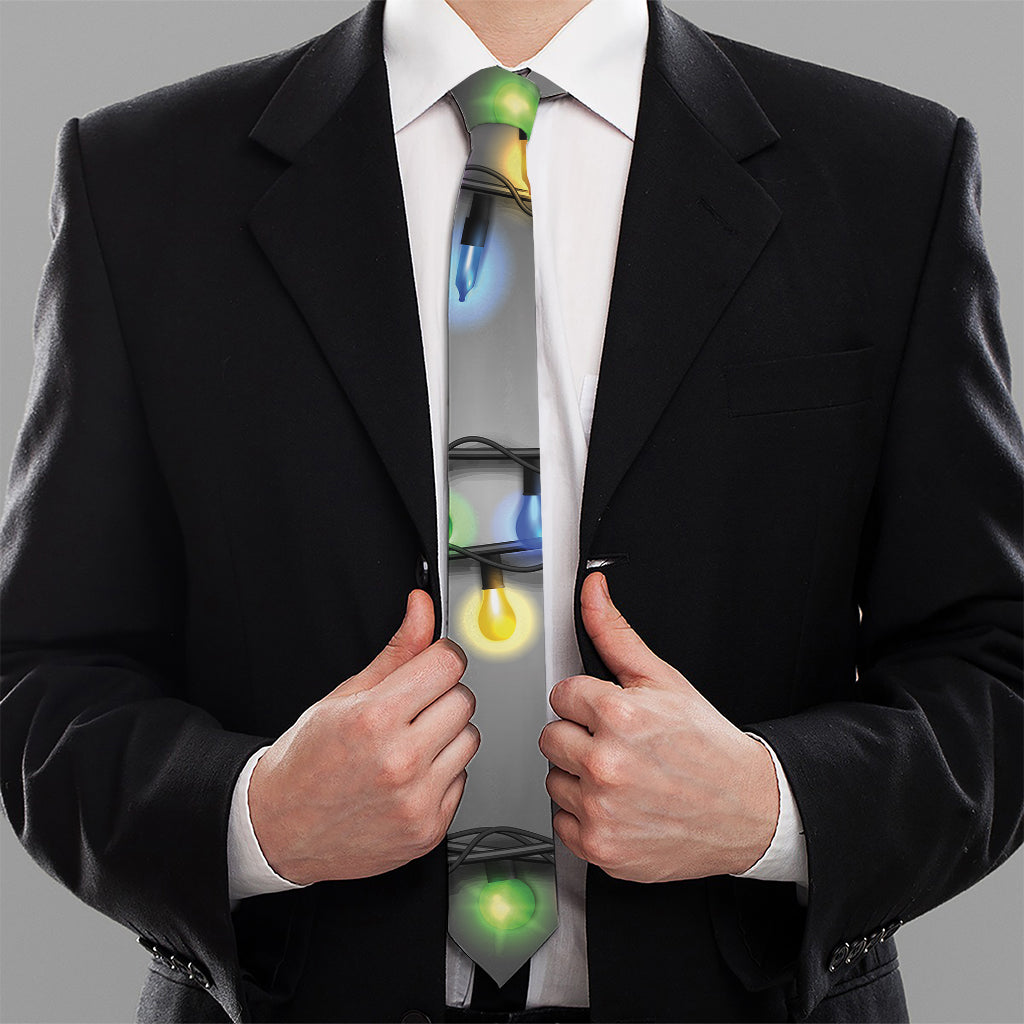 Christmas Holiday Lights Print Necktie