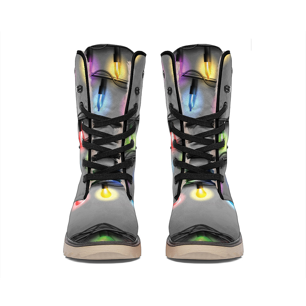 Christmas Holiday Lights Print Winter Boots
