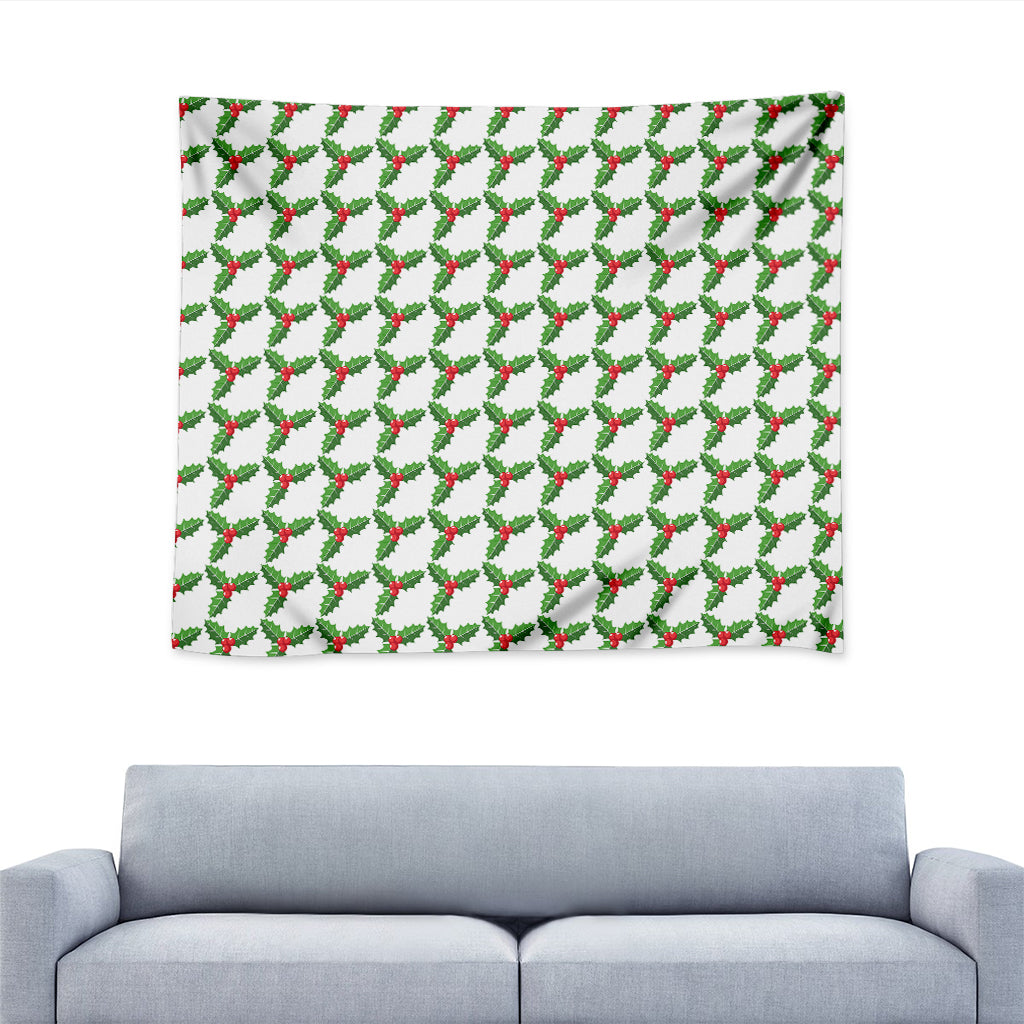 Christmas Holly Berry Pattern Print Tapestry