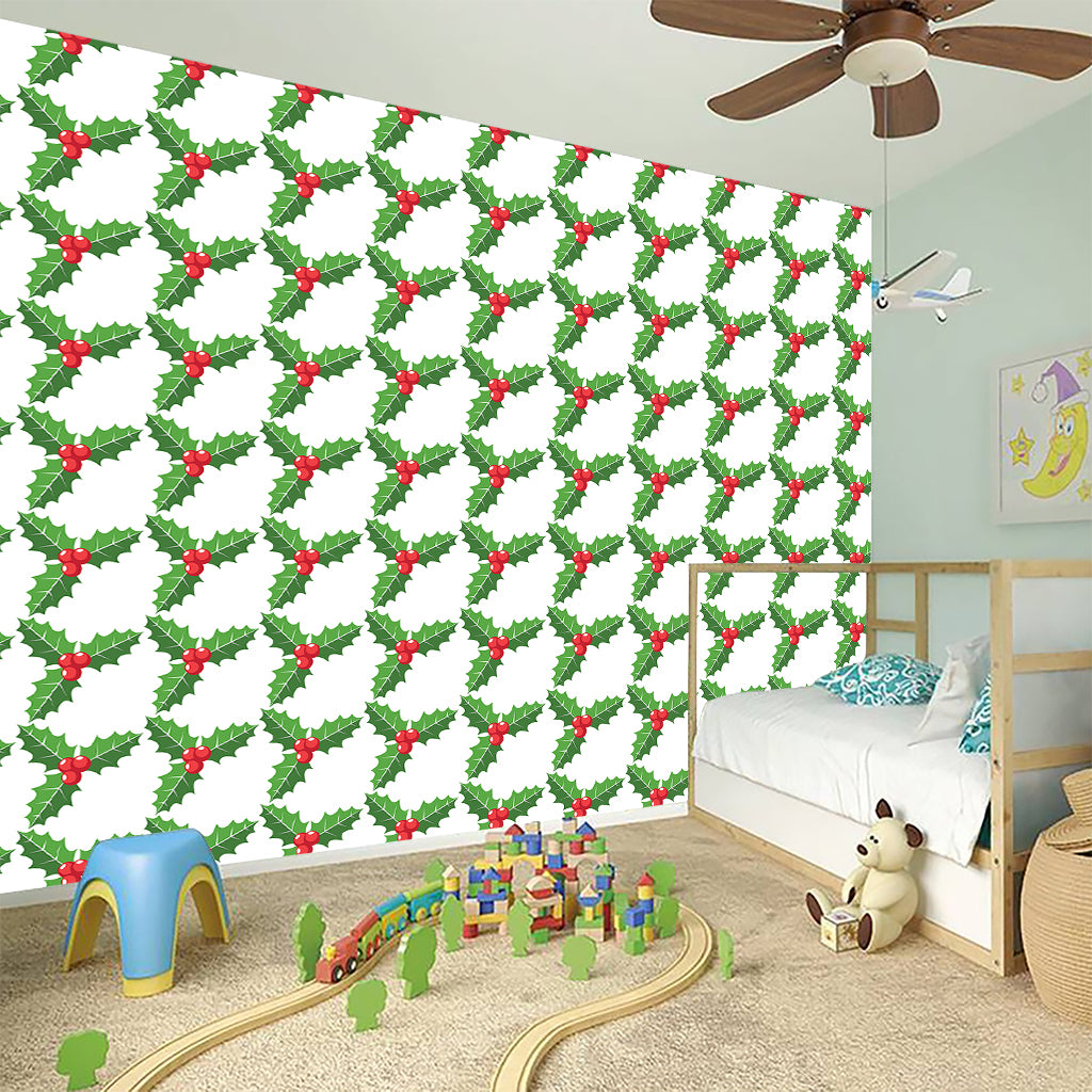 Christmas Holly Berry Pattern Print Wall Sticker