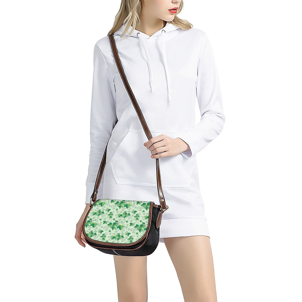 Christmas Ivy Leaf Pattern Print Saddle Bag