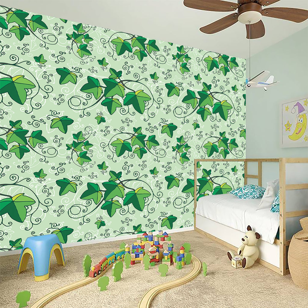 Christmas Ivy Leaf Pattern Print Wall Sticker