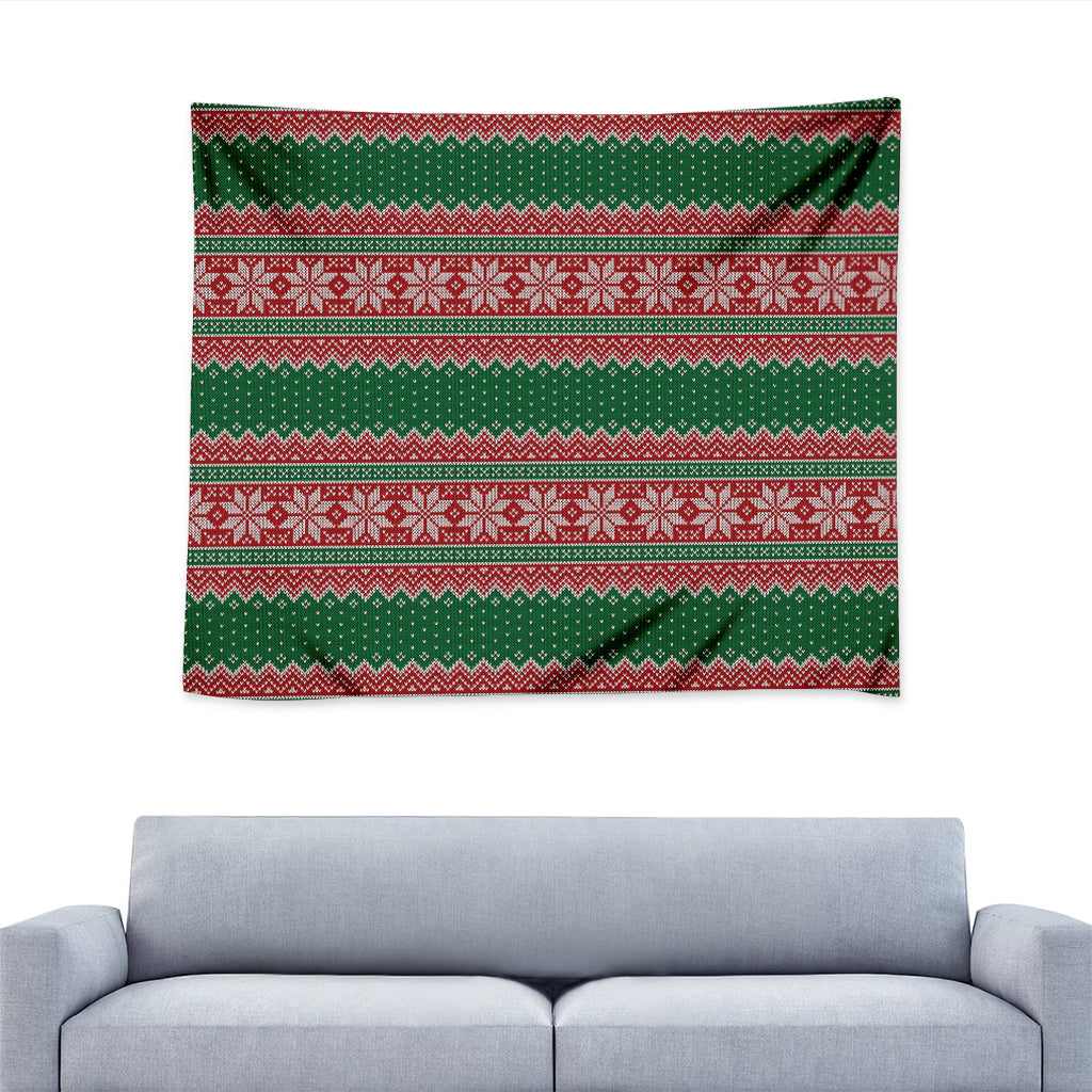 Christmas Knitted Pattern Print Tapestry