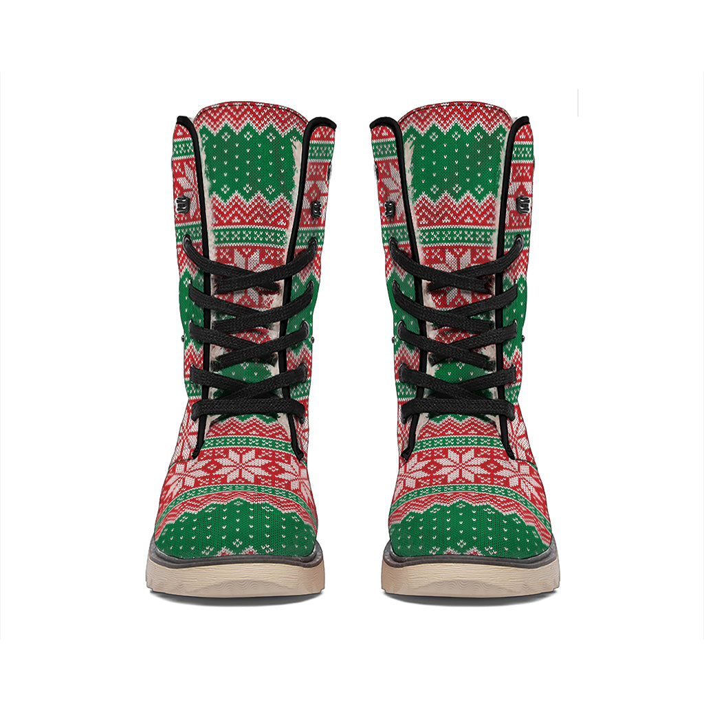 Christmas Knitted Pattern Print Winter Boots
