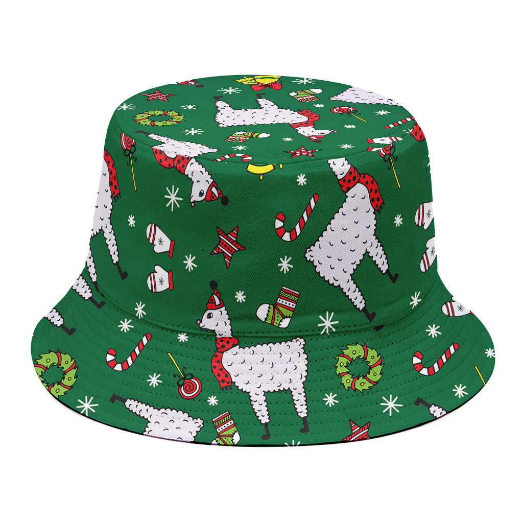 Christmas Llama Pattern Print Bucket Hat