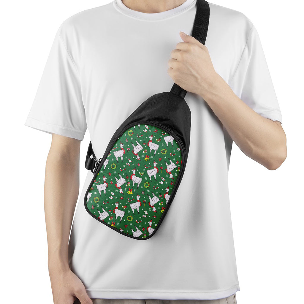 Christmas Llama Pattern Print Chest Bag