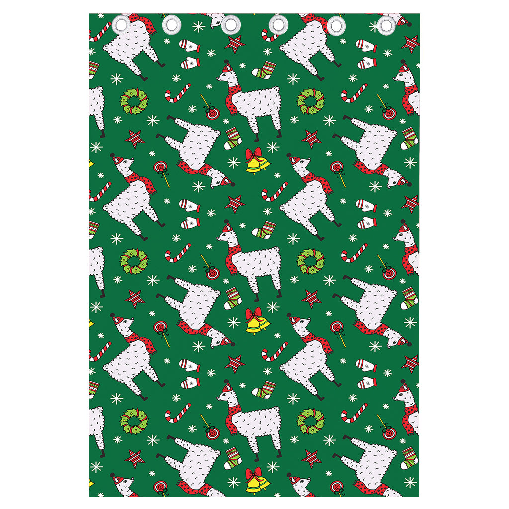 Christmas Llama Pattern Print Curtain