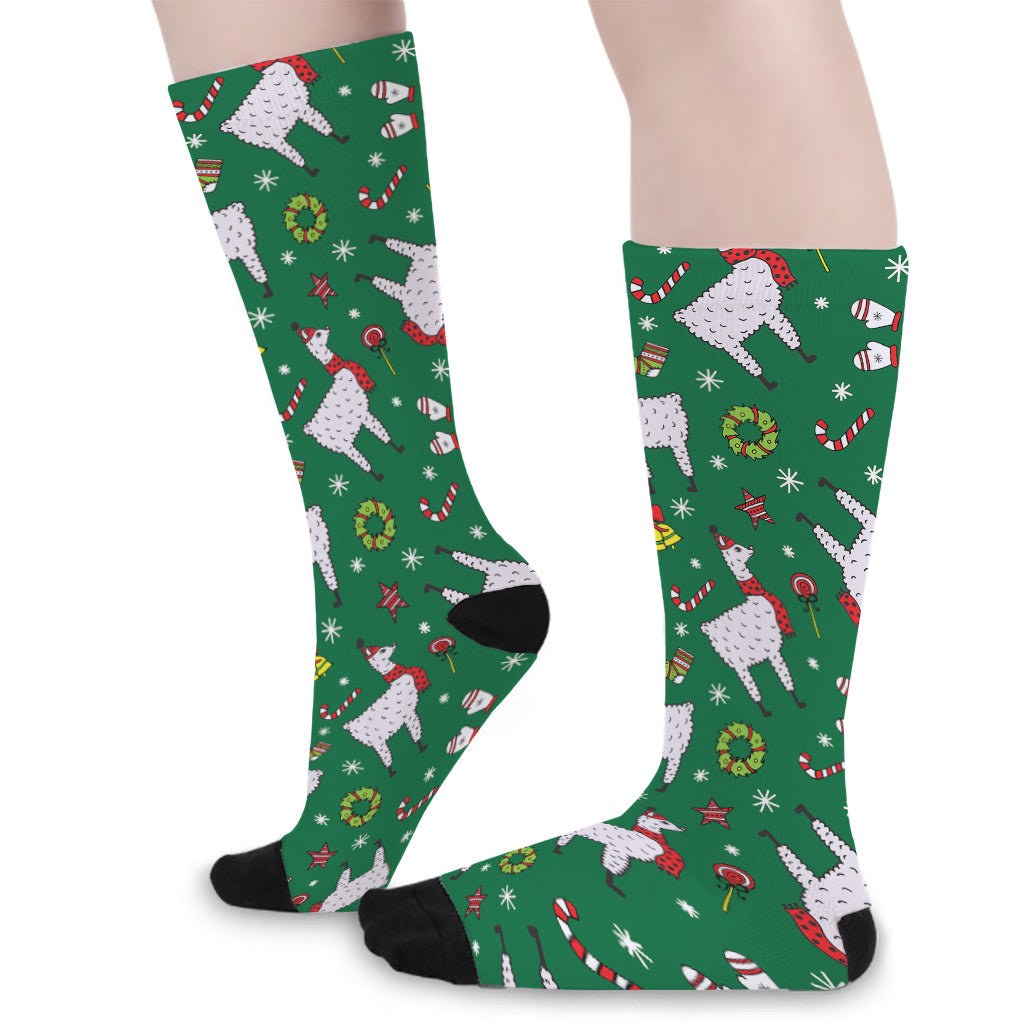 Christmas Llama Pattern Print Long Socks