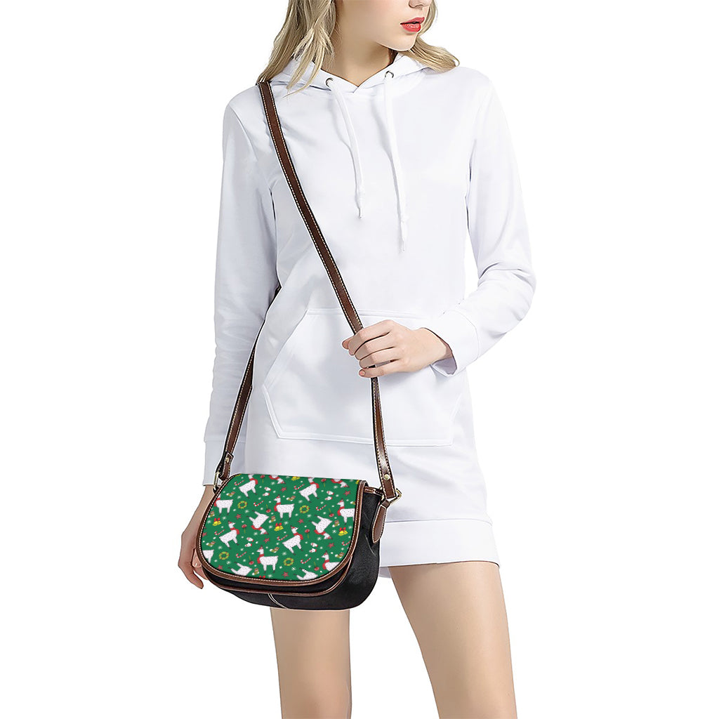 Christmas Llama Pattern Print Saddle Bag