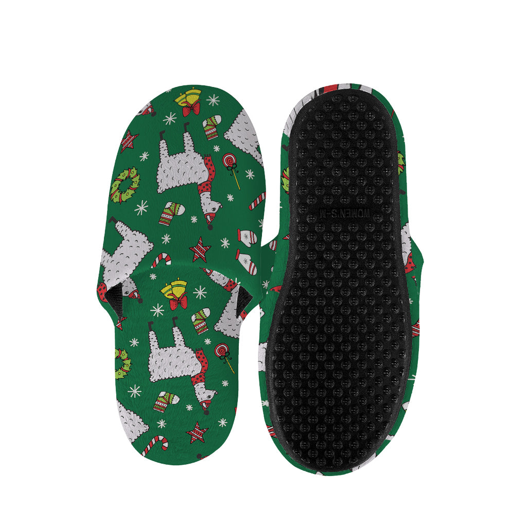 Christmas Llama Pattern Print Slippers