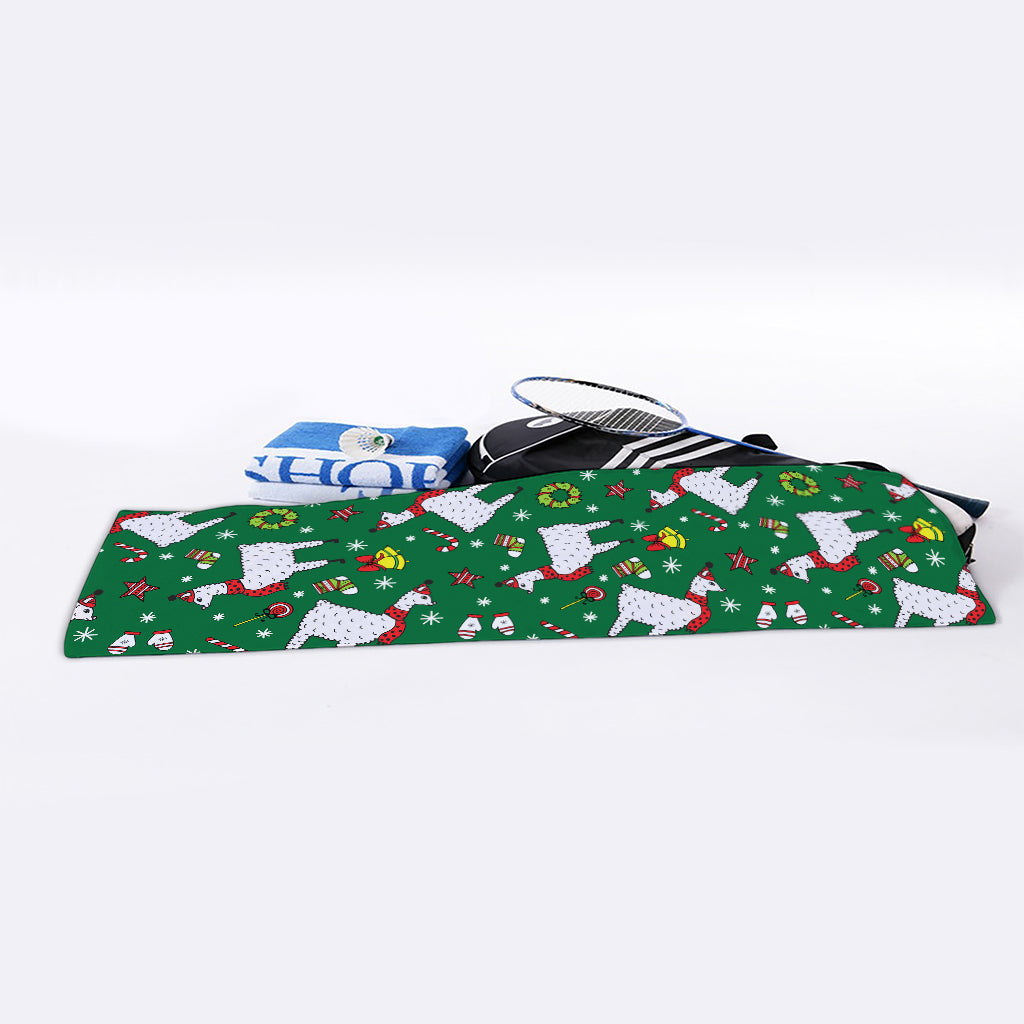 Christmas Llama Pattern Print Sports Towel