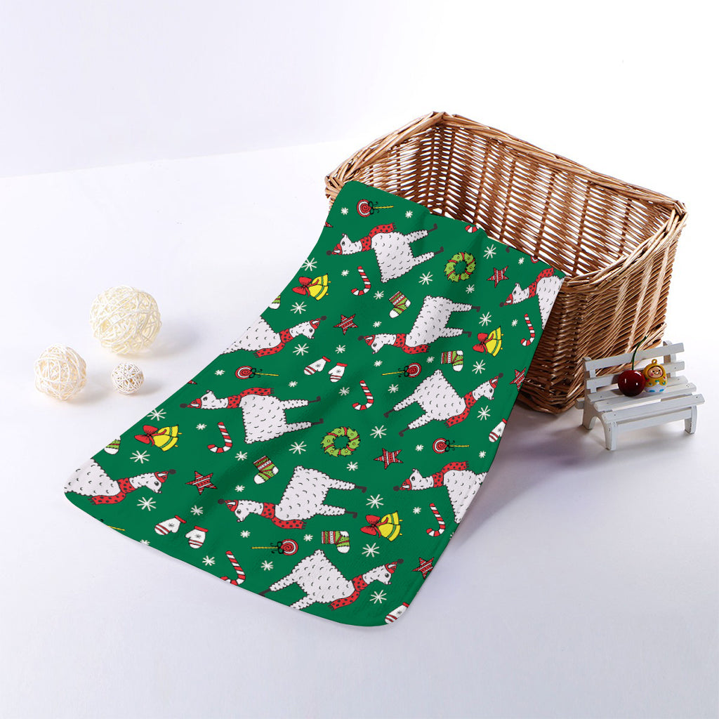 Christmas Llama Pattern Print Towel