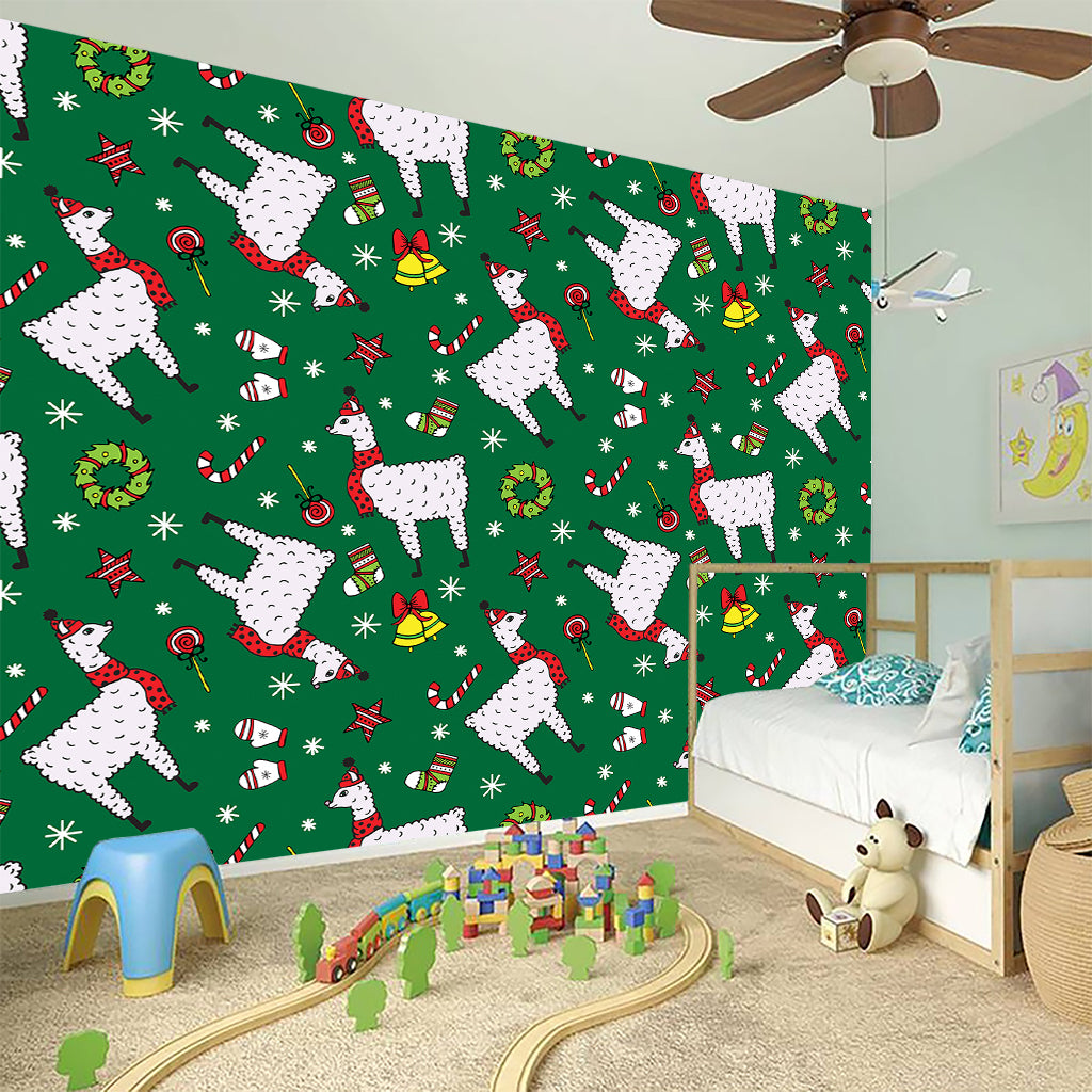 Christmas Llama Pattern Print Wall Sticker