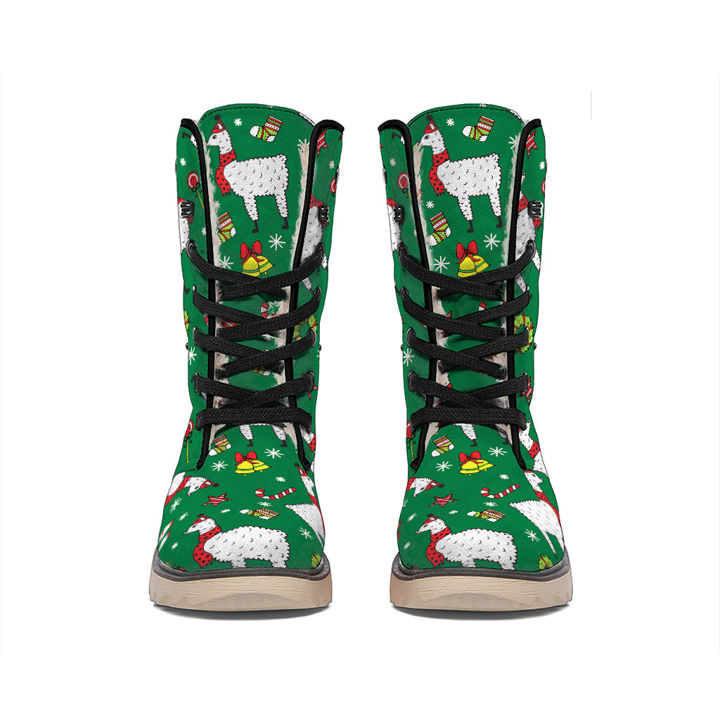 Christmas Llama Pattern Print Winter Boots