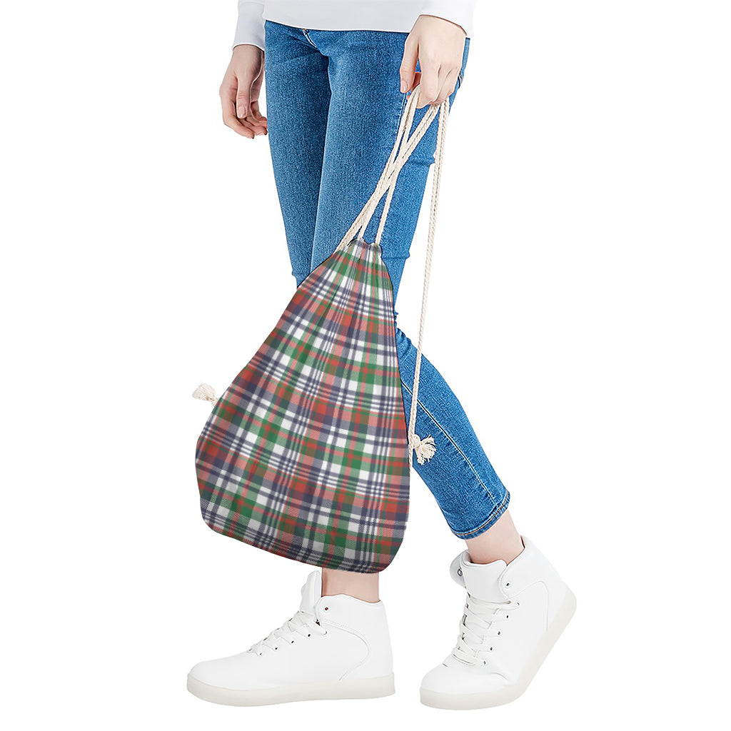 Christmas Madras Plaid Print Drawstring Bag