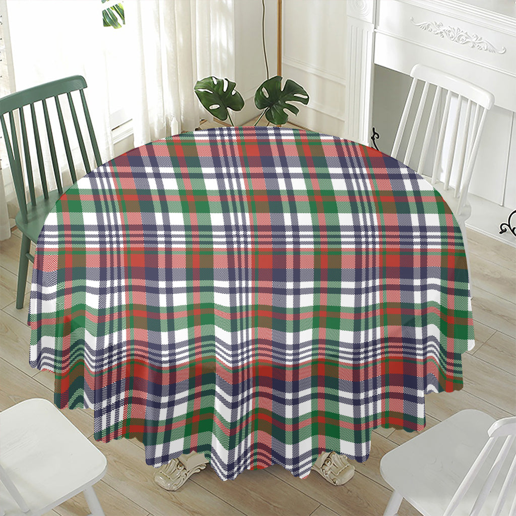 Christmas Madras Plaid Print Waterproof Round Tablecloth