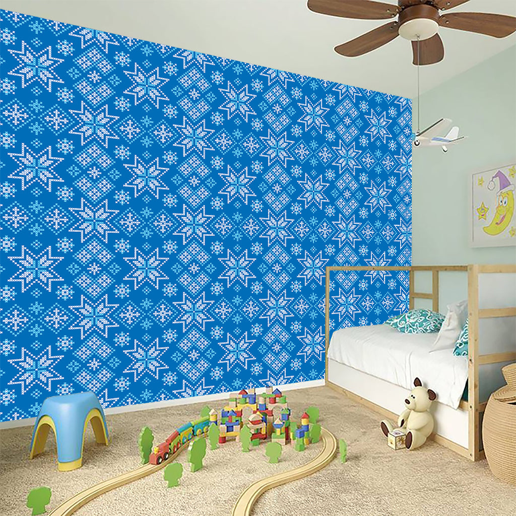 Christmas Nordic Knitted Pattern Print Wall Sticker