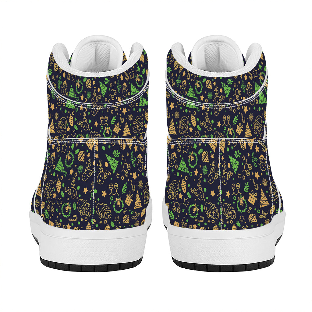 Christmas Party Elements Pattern Print High Top Leather Sneakers