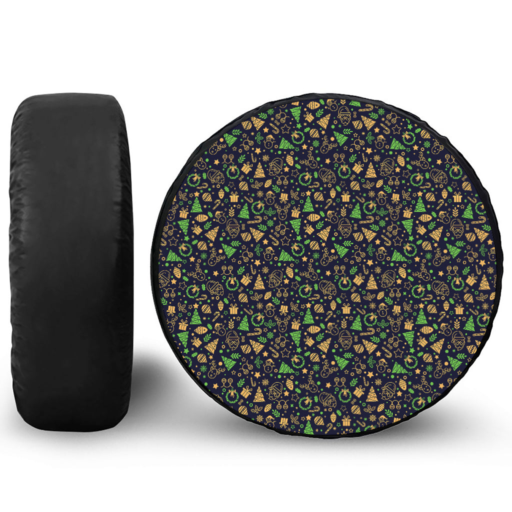 Christmas Party Elements Pattern Print Leather Spare Tire Cover