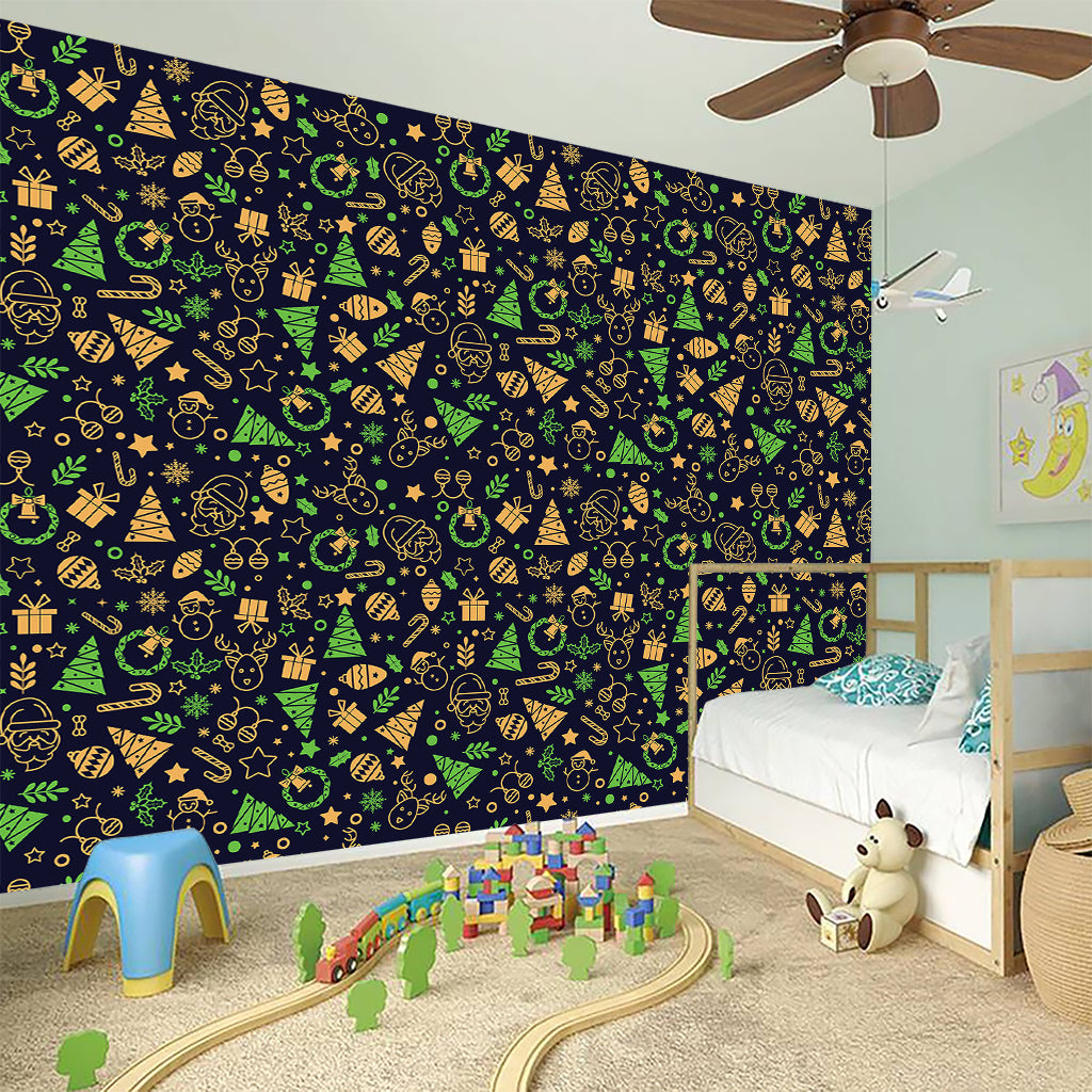 Christmas Party Elements Pattern Print Wall Sticker