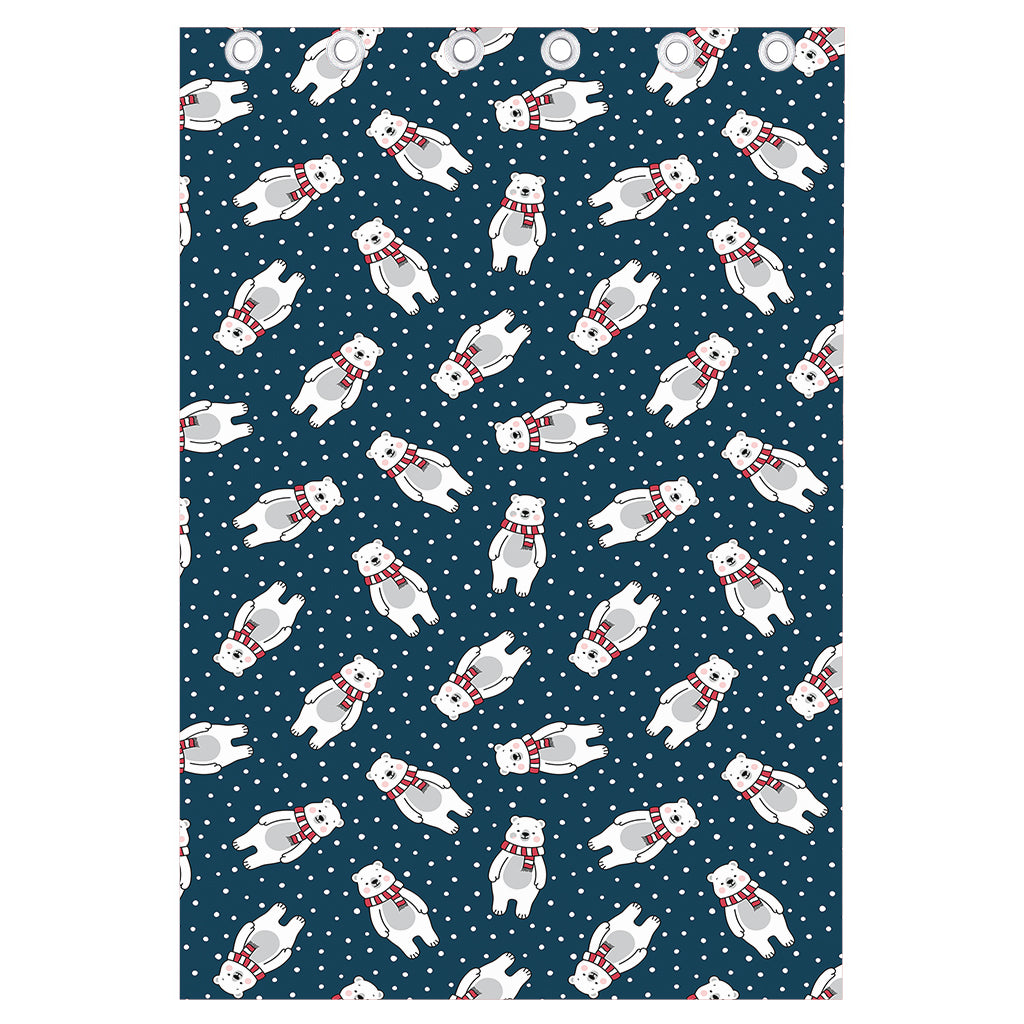Christmas Polar Bear Pattern Print Curtain