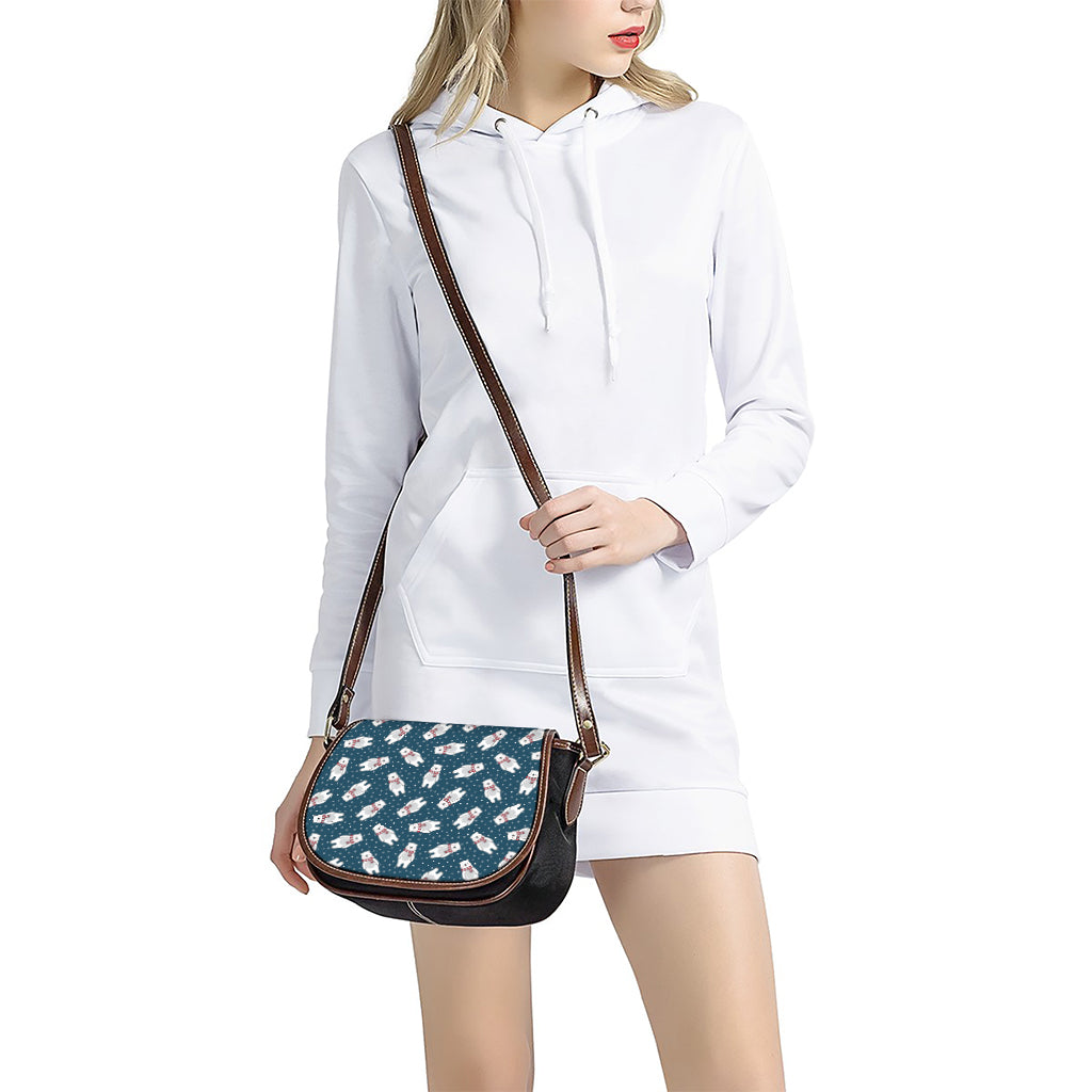 Christmas Polar Bear Pattern Print Saddle Bag