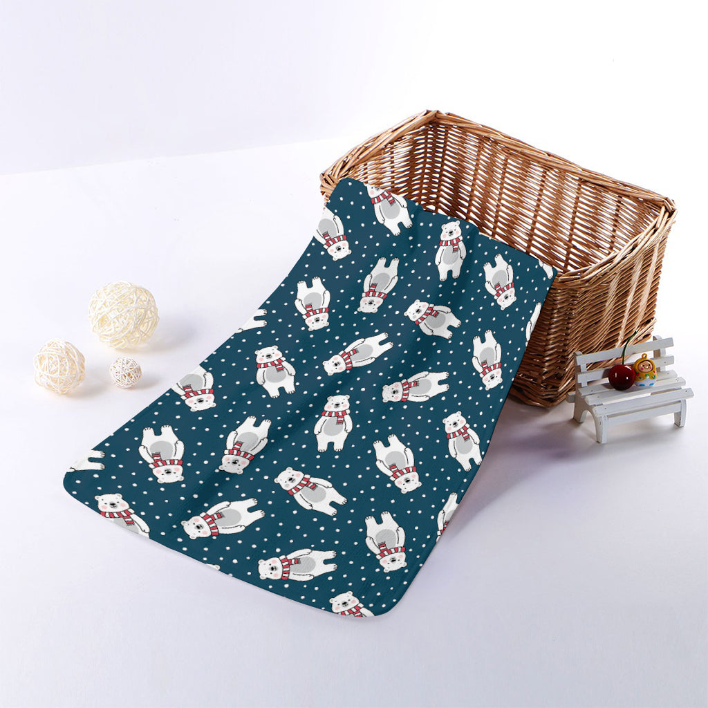 Christmas Polar Bear Pattern Print Towel