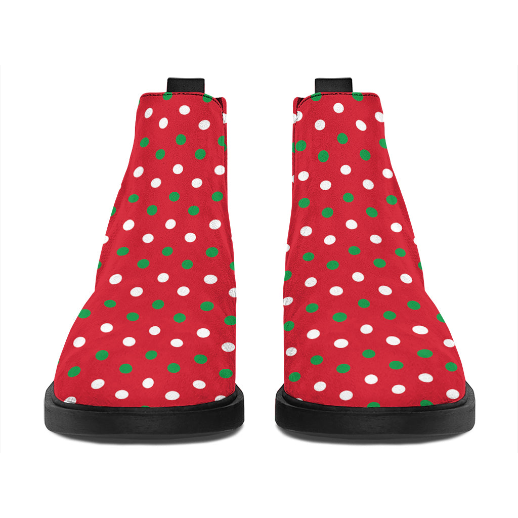 Christmas Polka Dot Pattern Print Flat Ankle Boots