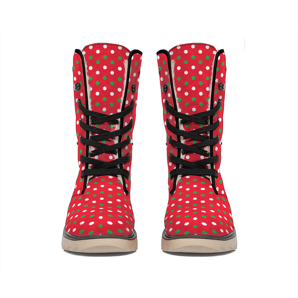 Christmas Polka Dot Pattern Print Winter Boots
