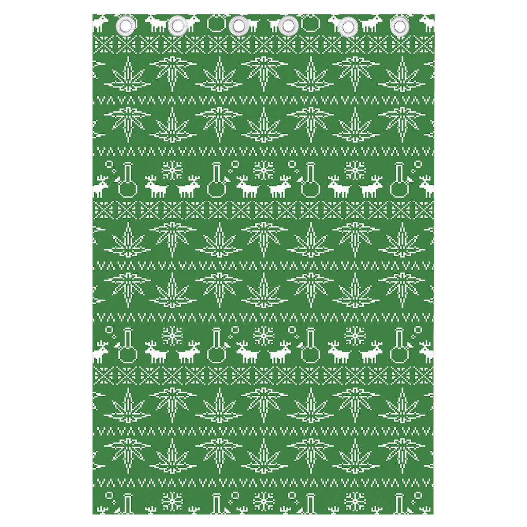 Christmas Pot Leaf Pattern Print Curtain