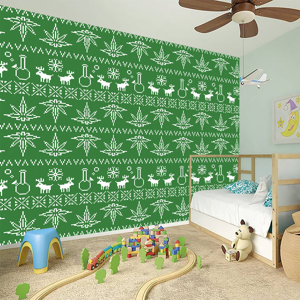 Christmas Pot Leaf Pattern Print Wall Sticker