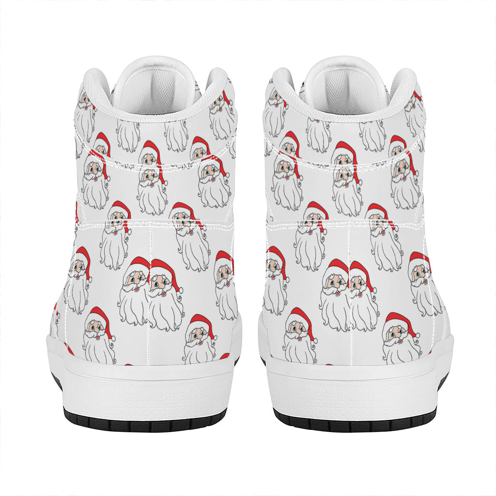Christmas Santa Claus Pattern Print High Top Leather Sneakers