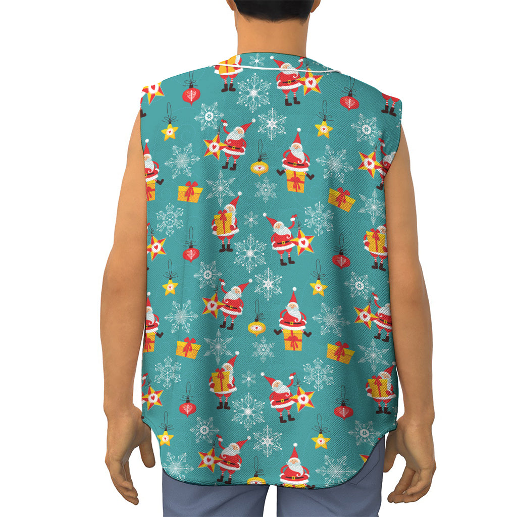 Christmas Santa Gift Pattern Print Sleeveless Baseball Jersey