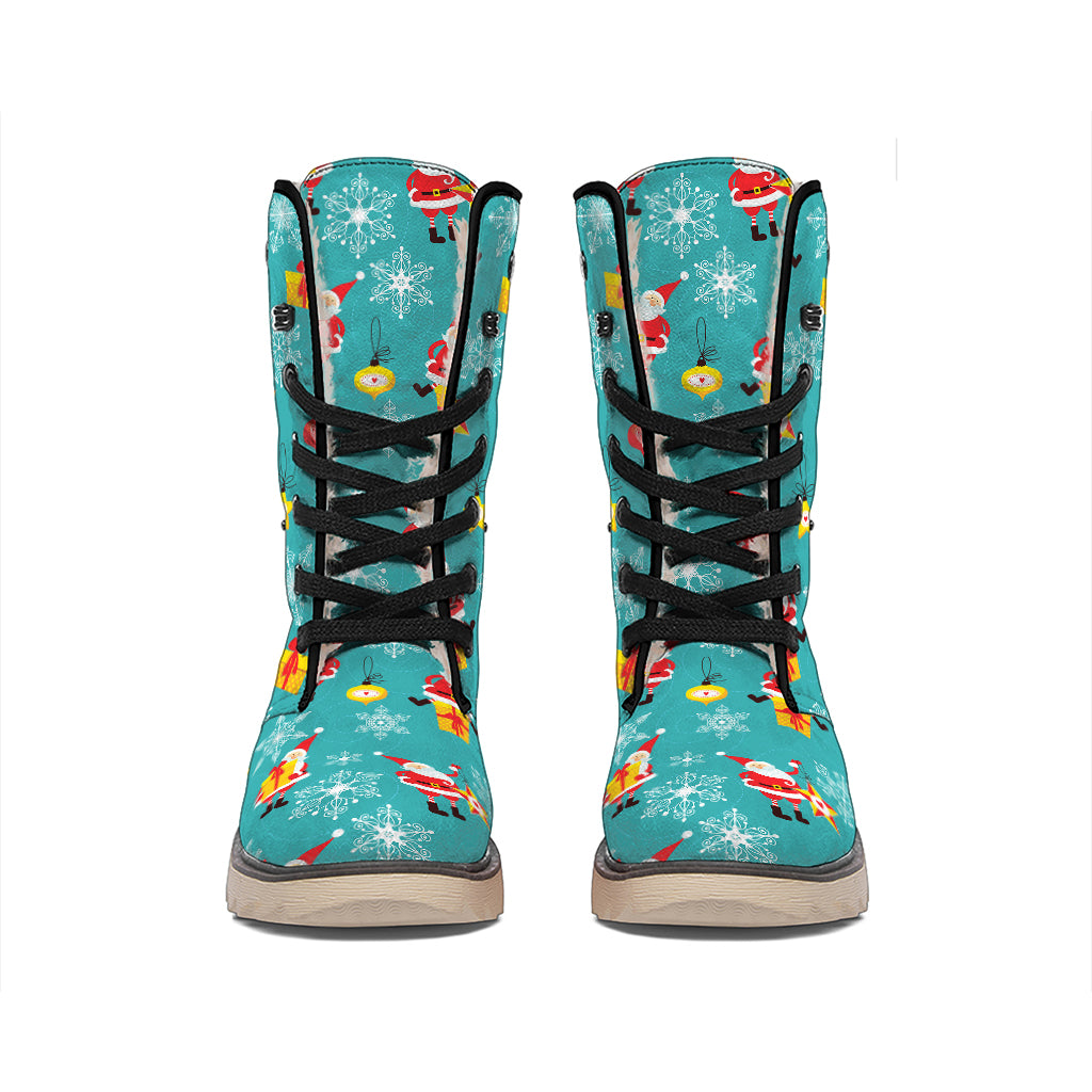 Christmas Santa Gift Pattern Print Winter Boots
