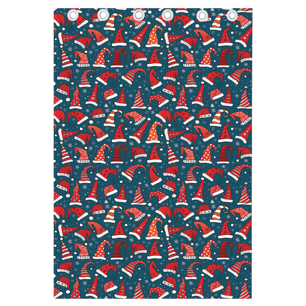 Christmas Santa Hats Pattern Print Curtain
