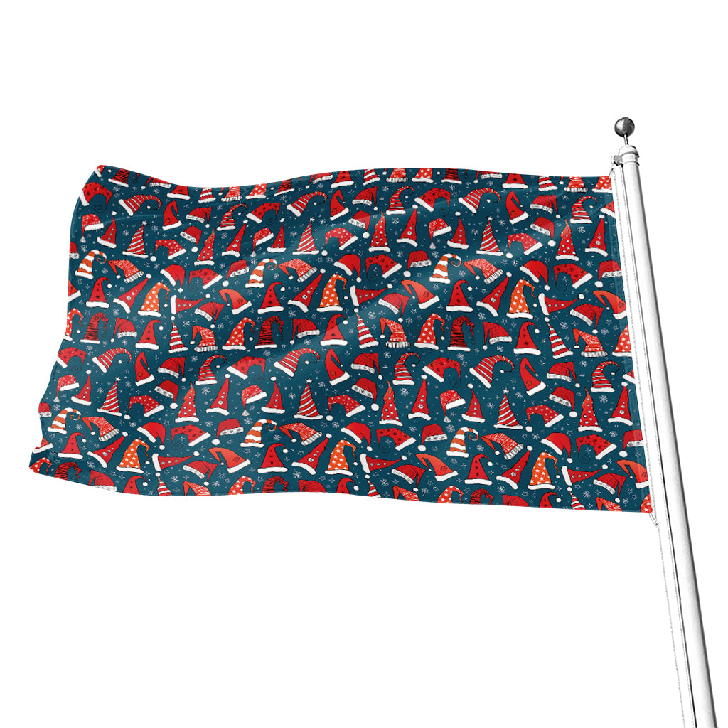 Christmas Santa Hats Pattern Print Flag