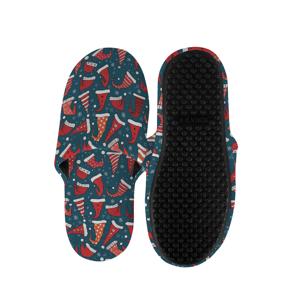 Christmas Santa Hats Pattern Print Slippers